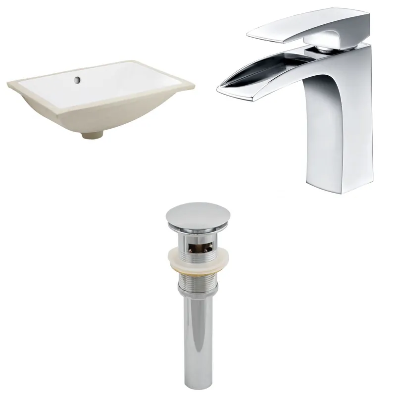 American Imaginations AI-13063 18" White Rectangular Ceramic Undermount Bathroom Sink Set Save Now
