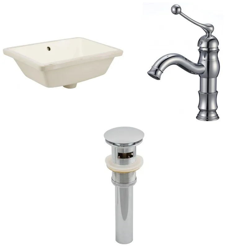 American Imaginations AI-13007 18" Biscuit Rectangular Ceramic Undermount Bathroom Sink Set Shop Now