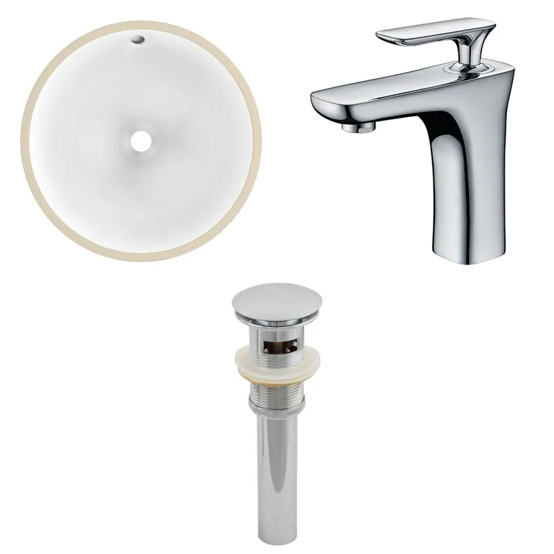 American Imaginations AI-12939 17" White Round Ceramic Undermount Bathroom Sink Set Don’t Miss Out