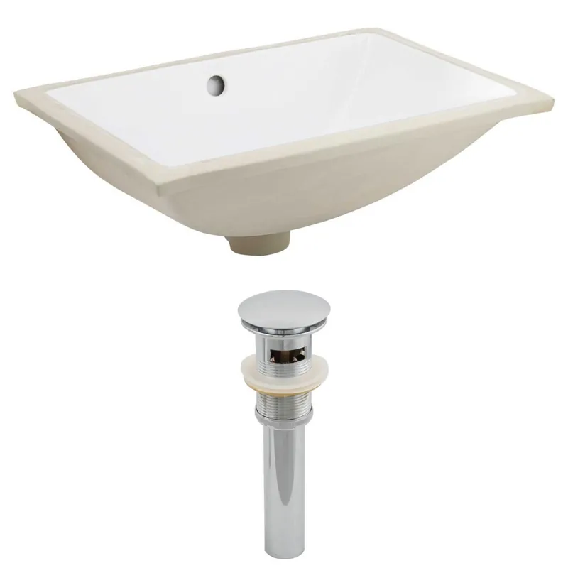 American Imaginations AI-12807 21" White Rectangular Ceramic Undermount Bathroom Sink Set High Quality