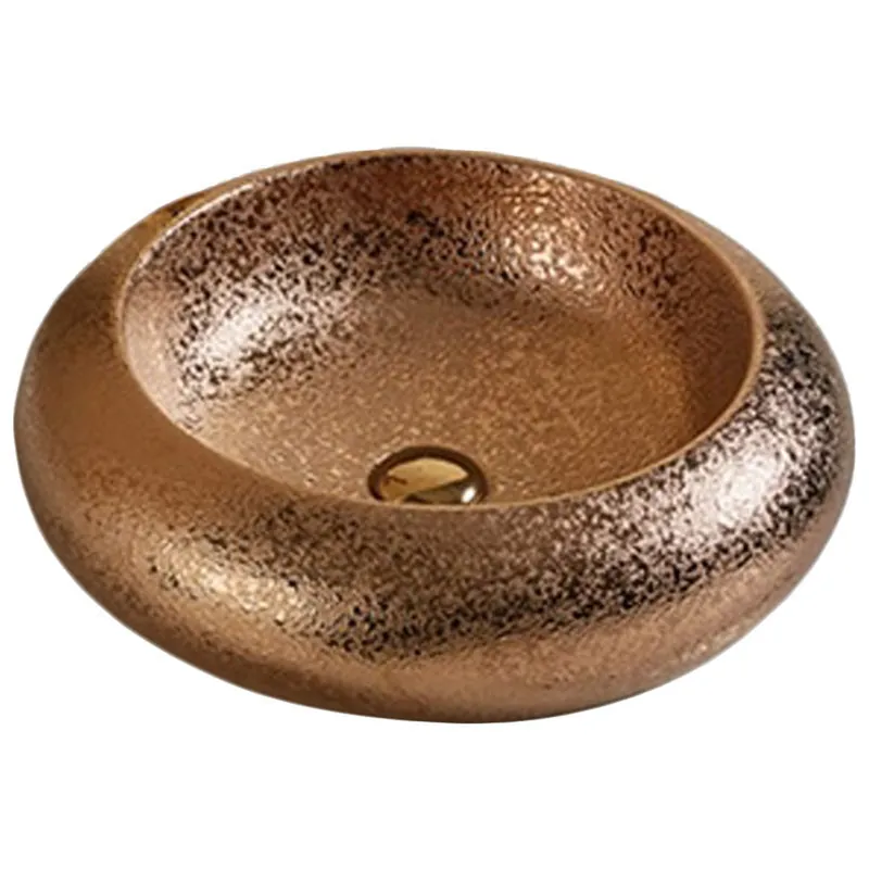 Next Day Delivery American Imaginations AI-27921 Round Oil Rubbed Bronze Ceramic Bathroom Vessel Sink with Enamel Glaze Finish