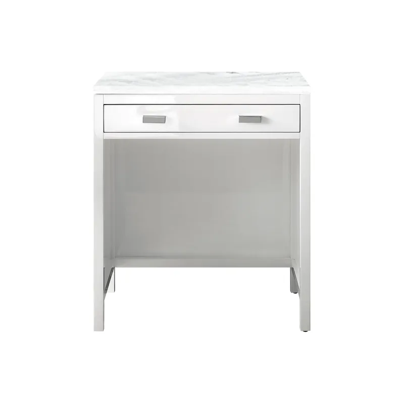 James Martin Vanities Addison 30" Glossy White Free-standing Makeup Countertop With 3cm Arctic Fall Solid Surface Top Fast Shipping