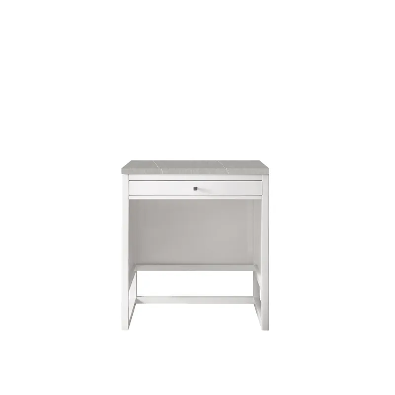James Martin Vanities Athens 30" Glossy White Makeup Countertop With 3cm Eternal Serena Top Best Price