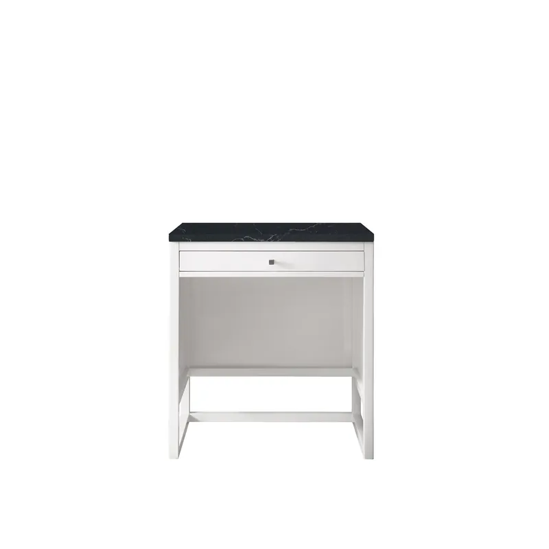 James Martin Vanities Athens 30" Glossy White Makeup Countertop With 3cm Charcoal Soapstone Quartz Top Seasonal Sale