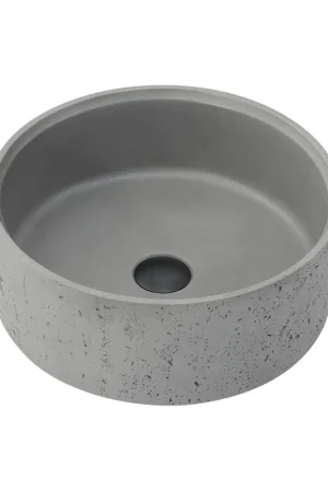 Direct From Factory Vinnova Almonte 15" Grey Concrete Circular Vessel Bathroom Sink