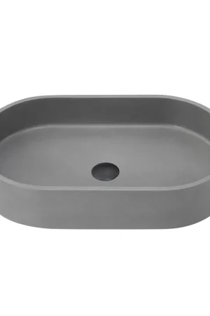 Limited Time Vinnova Eibar 24" Grey Concrete Oval Vessel Bathroom Sink