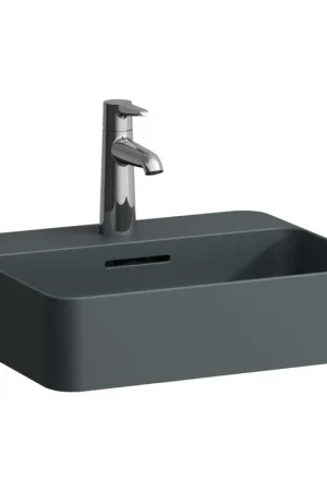 Wholesale Laufen Val 18" Rectangular Matte Graphite Countertop Bathroom Sink Without Faucet Hole and Overflow Slot