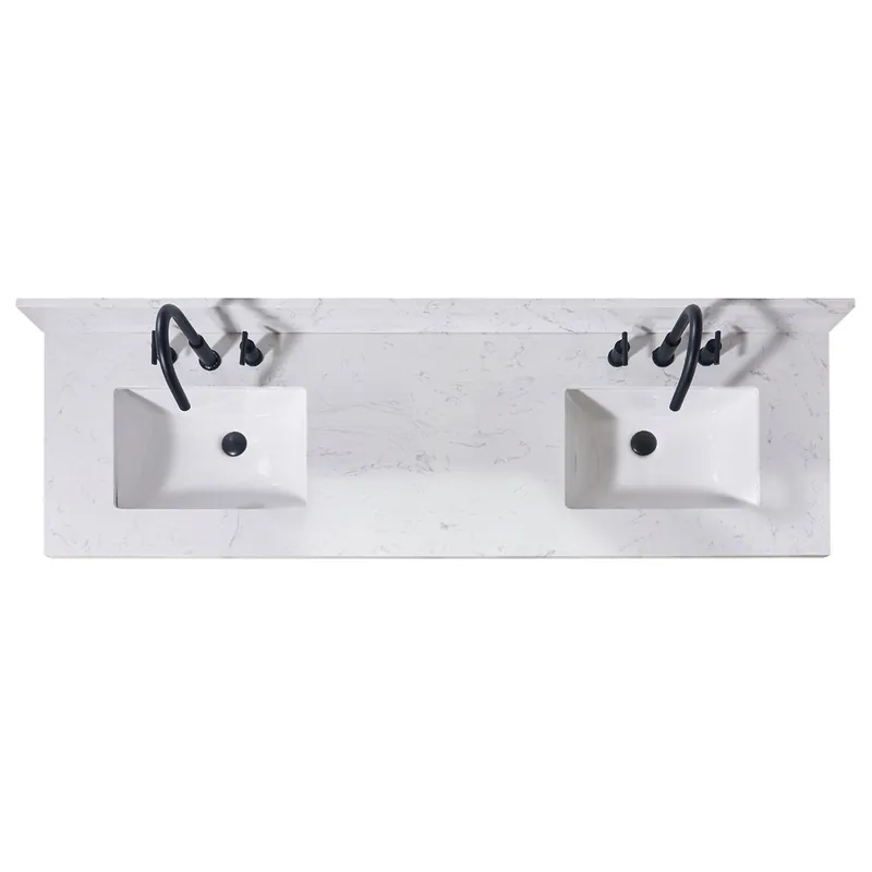 Altair Oderzo 73" x 22" Aosta White Composite Stone Bathroom Vanity Top With White SInk Factory Price