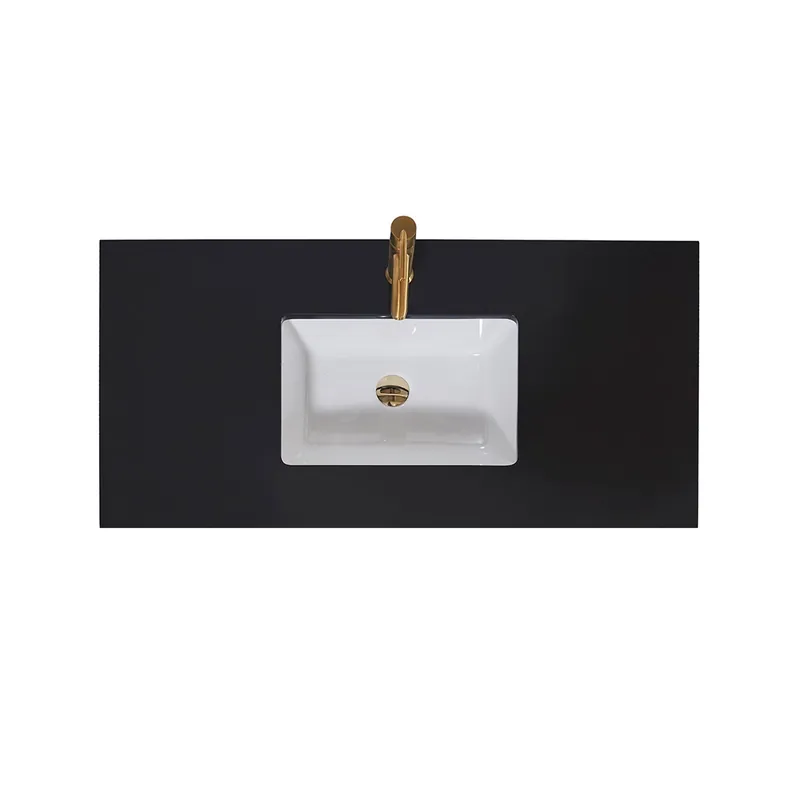 Big Sale Altair Nauders 42" x 22" Imperial Black Apron Composite Stone Bathroom Vanity Top With White SInk