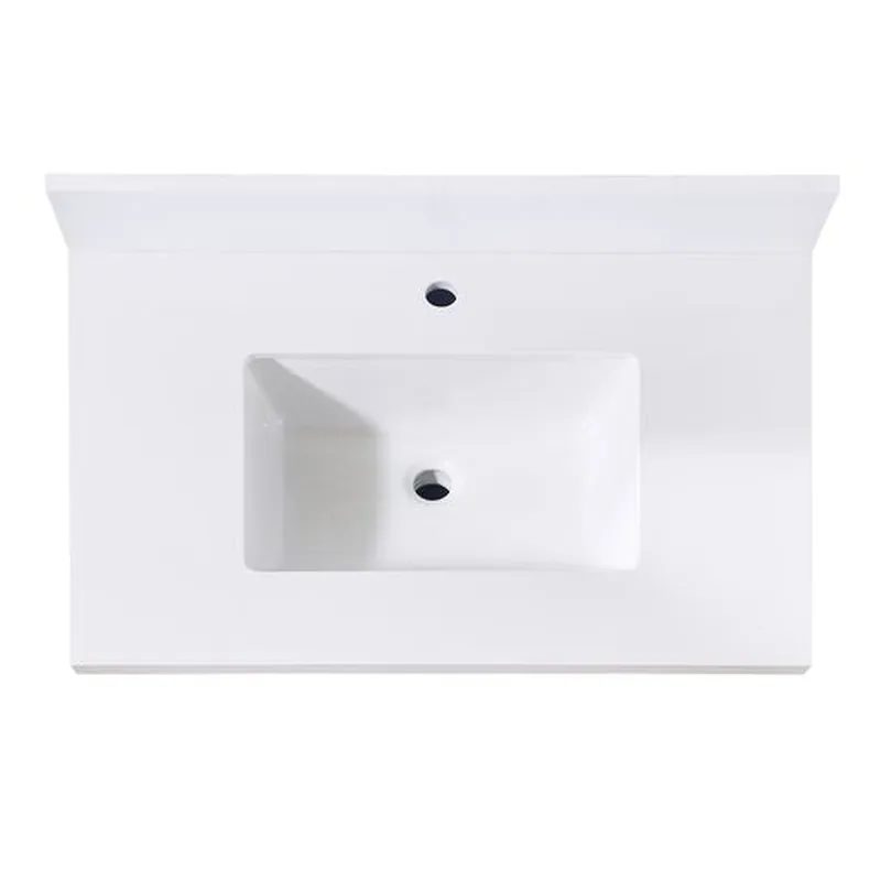 Fresh Stock Altair Caorle 31" x 22" Snow White Composite Stone Bathroom Vanity Top With White SInk