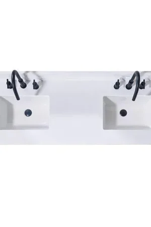 Altair Andalo 61" x 22" Snow White Composite Stone Bathroom Vanity Top With Double White SInk Viral