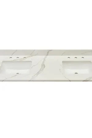 Altair Eivissa 61" x 22" Calacatta White Composite Stone Bathroom Vanity Top With White SInk Next Day Delivery
