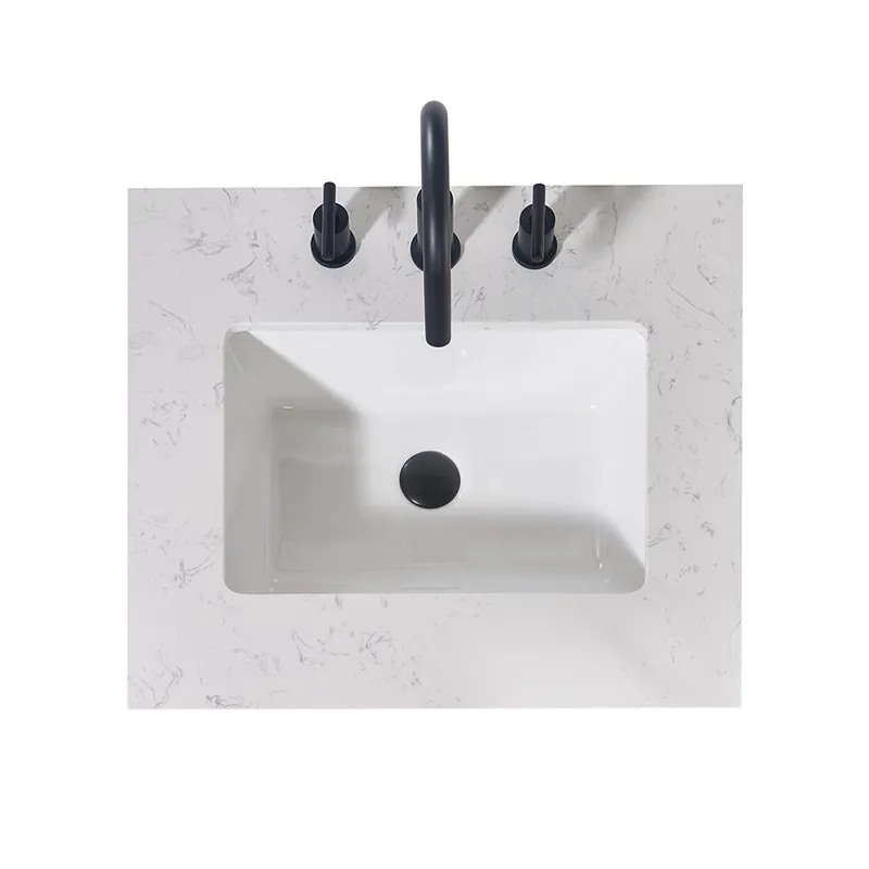 Holiday Sale Altair Merano 24" x 22" Aosta White Apron Composite Stone Bathroom Vanity Top With White SInk