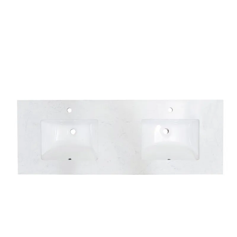 Direct From Factory Altair Salerno 61" x 22" Aosta White Composite Stone Bathroom Vanity Top With White SInk