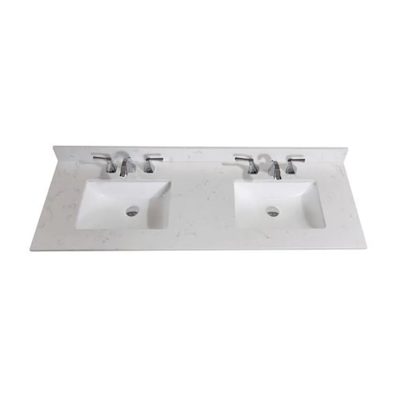 Altair Frosinone 61" x 22" Jazz White Composite Stone Bathroom Vanity Top With White SInk Price Cut