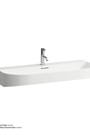 Laufen Sonar 39" Matte White Ceramic Wall-Mounted Bathroom Sink Without Faucet Hole Price Cut
