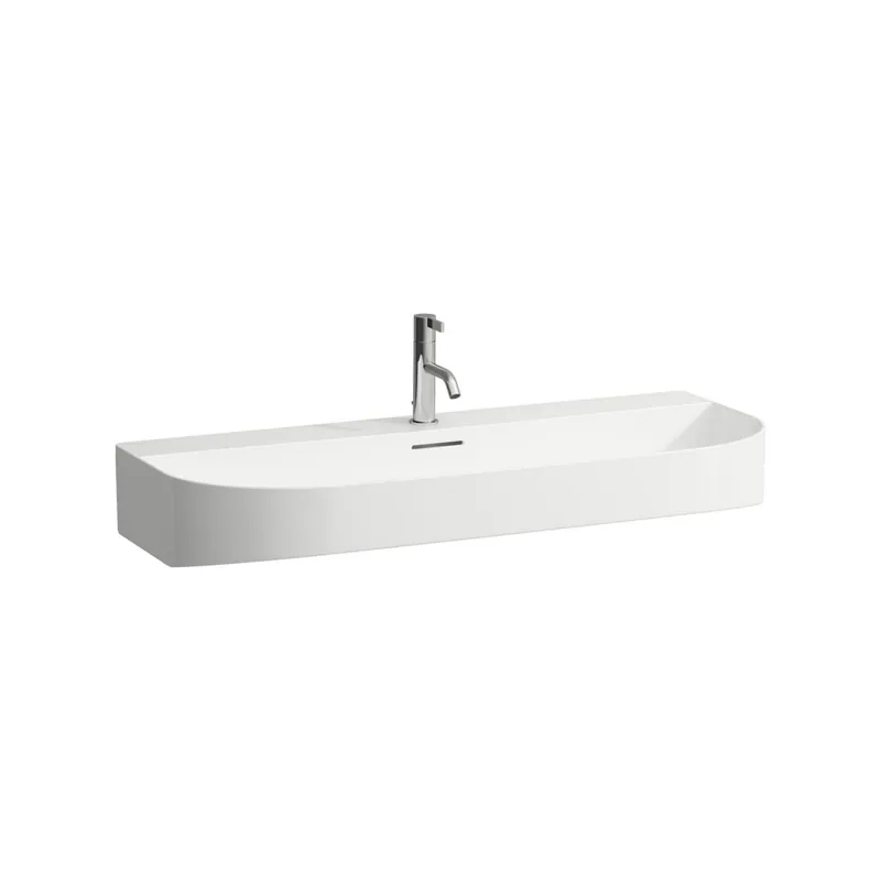 Premium Laufen Sonar 39" White Ceramic Wall-Mounted Bathroom Sink With Faucet Hole