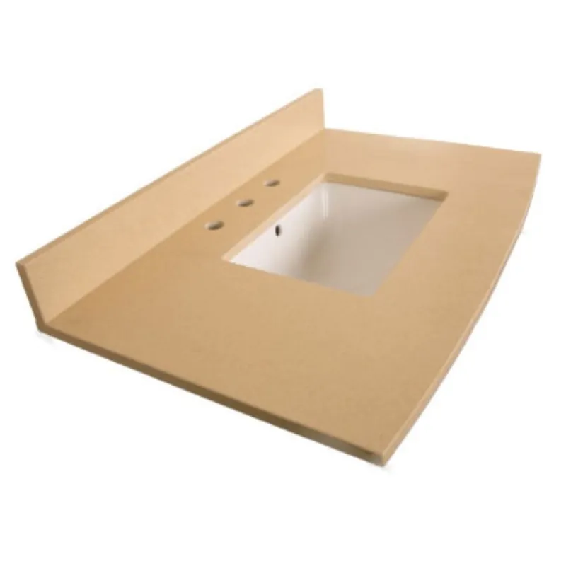 Original Bellaterra Home 36" x 23" Beige Quartz Three Hole Vanity Top With Undermount Rectangular Sink and Overflow