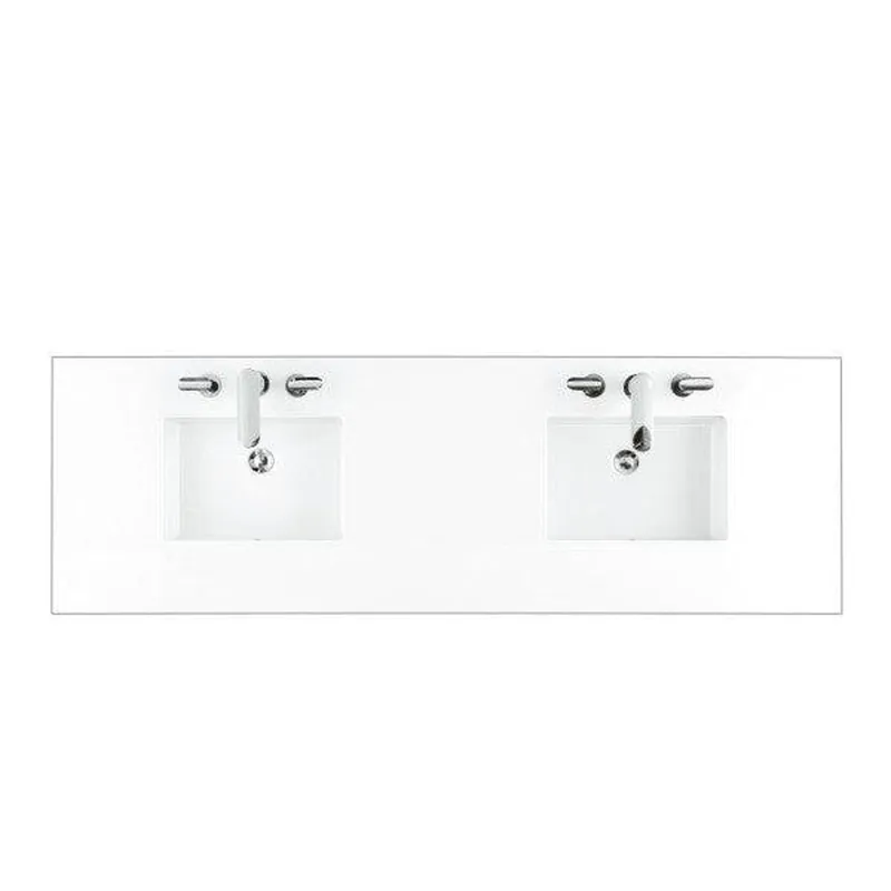 James Martin 72" x 24" Double Classic White Quartz Bathroom Vanity Top With Rectangular Ceramic Sink Place Order
