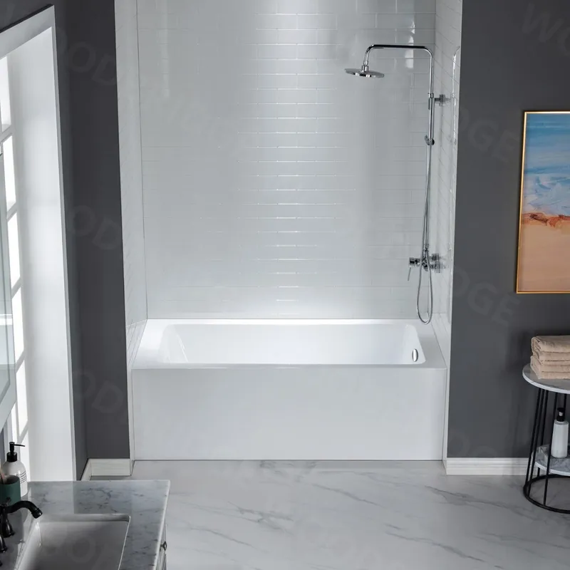 WoodBridge 60" White Acrylic Alcove Bathtub With Right Hand Drain and Overflow Holes Direct From Manufacturer