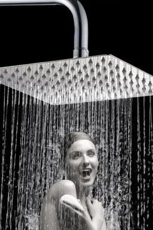 In Demand Vanity Art 10" Brushed Nickel Stainless Steel Ceiling Mount Square Rainfall Showerhead With Waterfall Full Body Coverage