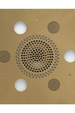 ThermaSol 10" x 10" Satin Brass Finish Square Serenity Advanced Light, Sound and Rain System Special Discount