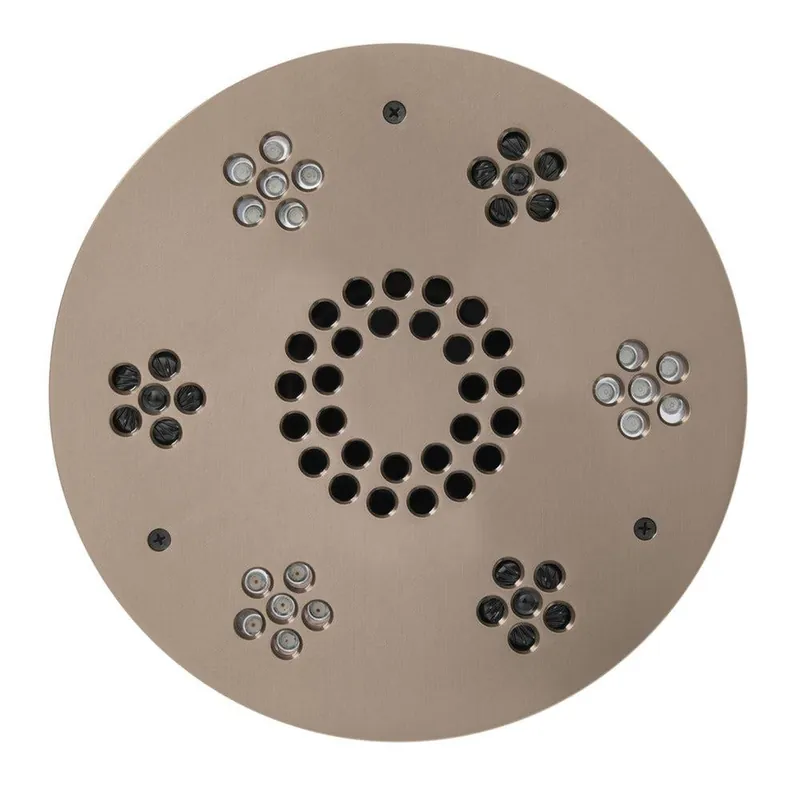 New Release ThermaSol 10" Satin Nickel Finish Round Serenity Essential Light and Music System Modern