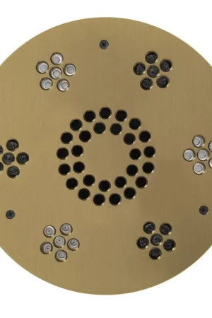 Buy Online ThermaSol 10" Satin Brass Finish Round Serenity Essential Light and Music System Modern