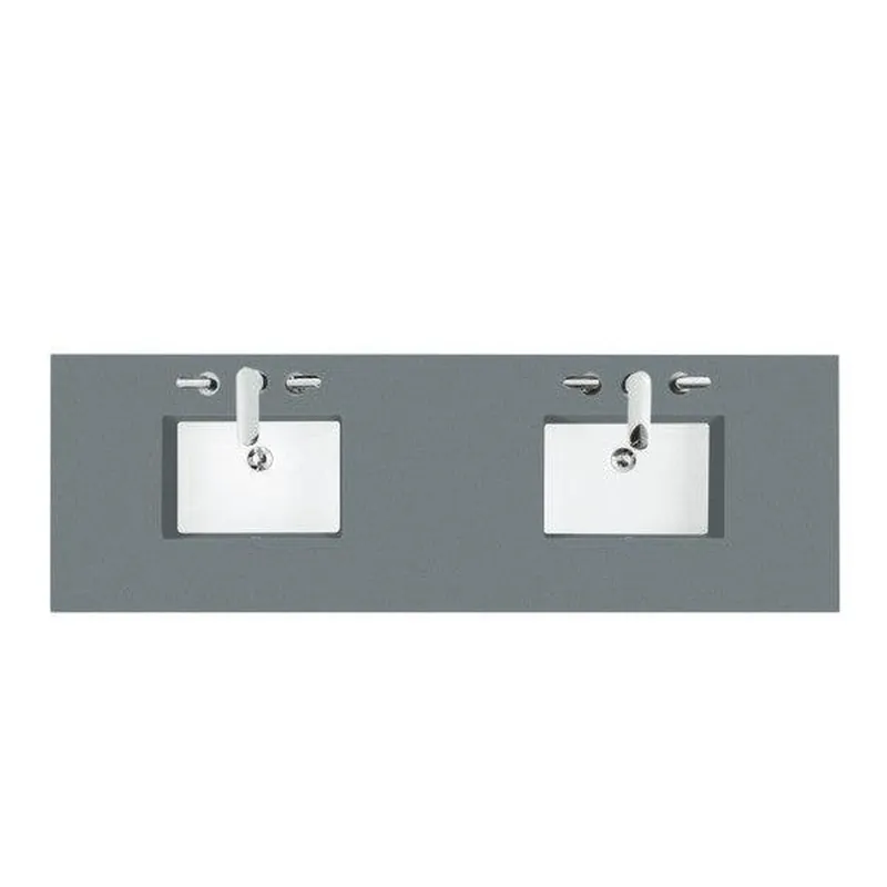 James Martin 72" x 24" Double Cala Blue Quartz Bathroom Vanity Top With Rectangular Ceramic Sink Order Now