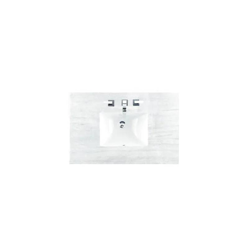 James Martin 36" x 24" Single Arctic Fall Solid Surface Bathroom Vanity Top With Rectangular Ceramic Sink Warranty Included