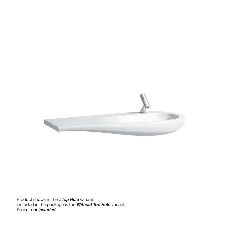 Express Delivery Laufen IlBagnoAlessi 47" x 20" White Wall-Mounted Shelf-Left Bathroom Sink Without Faucet Hole