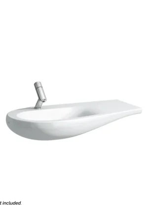 Laufen IlBagnoAlessi 35" x 20" White Wall-Mounted Shelf-Right Bathroom Sink With Faucet Hole Low Price