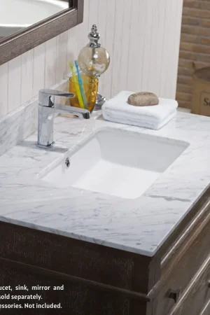 Blossom 36" x 22" White Carrara Marble Vanity Top With Backsplash Instant Buy