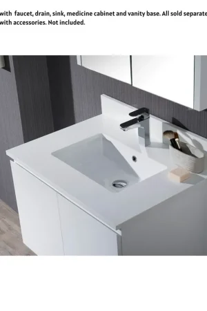 Must Have Blossom Monaco 31" x 22" White Quartz Vanity Top With Single Sink Hole And Backsplash