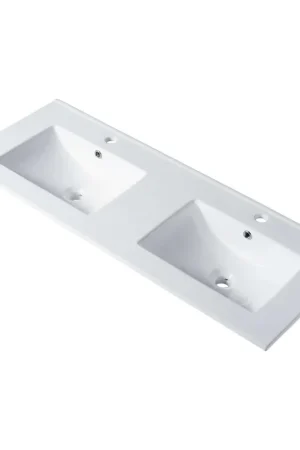 Reduced Price Blossom Sydney 48" x 18" White Rectangular Single Ceramic Vanity Top With Integrated Double Sink And Overflow