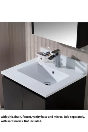 Blossom Monaco 25" x 22" White Quartz Vanity Top With Single Sink Hole and Backsplash Genuine