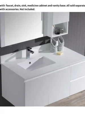 Blossom Monaco 43" x 22" White Quartz Vanity Top With Left Offset Single Sink Hole And Backsplash Direct From Factory