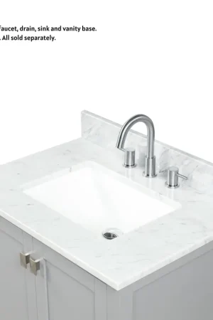 Special Discount Blossom 30" x 22" Widespread Carrara Marble Vanity Top With Backsplash
