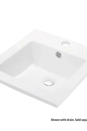 Blossom Sydney 16" x 16" White Square Ceramic Vanity Top With Integrated Single Sink And Overflow Exclusive
