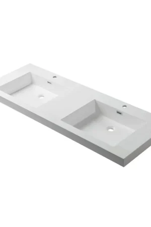 Blossom 60" x 22" White Rectangular Acrylic Vanity Top With Integrated Double Sink And Overflow Luxury