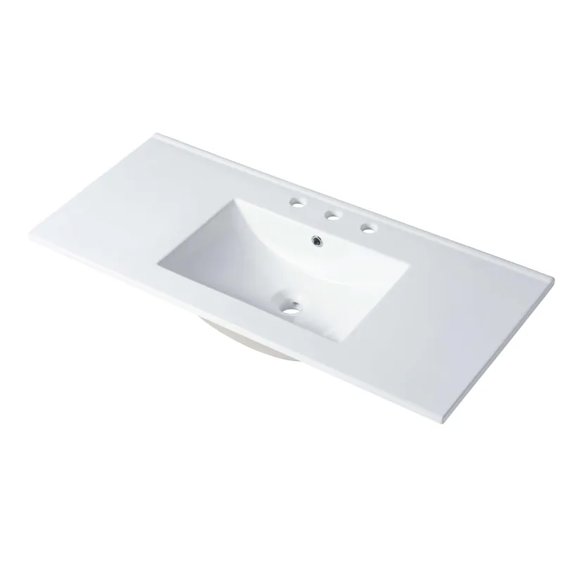 Blossom Sydney 48" x 18" White Rectangular Three Holes 8" Widespread Ceramic Vanity Top With Integrated Single Sink And Overflow Clearance