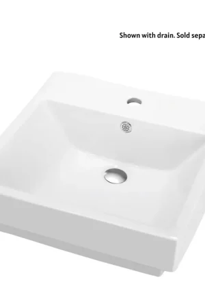 Blossom 20" x 20" White Square Ceramic Vanity Top With Integrated Single Sink And Overflow Final Sale