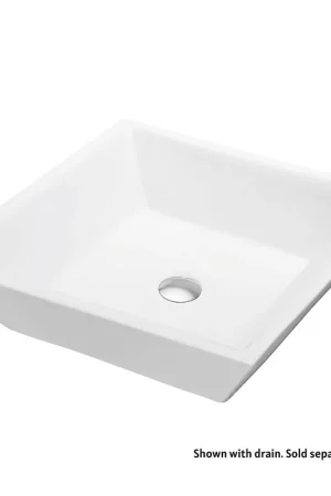 Blossom Sydney 16" x 16" White Square Single Vessel Ceramic Top-Mount Sink With Overflow Buy Direct