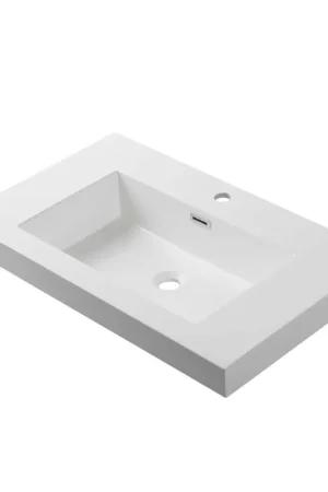 Blossom 24" x 18" White Rectangular Acrylic Vanity Top With Integrated Single Sink And Overflow Money Back Guarantee