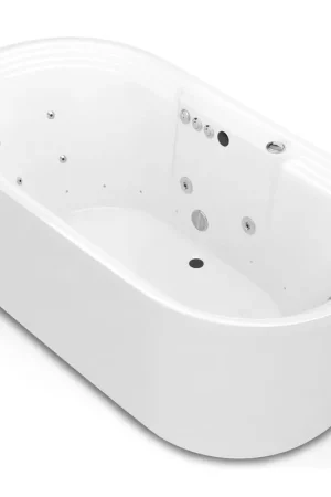ANZZI Sofi Series 67" x 33" Matte White Freestanding Whirlpool Bathtub With Built-In Overflow and Pop-Up Drain Buy Today