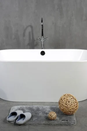 TONA Skysea 59" Glossy White Acrylic Freestanding Oval Bathtub With Chrome-Plated Drain Cover & Overflow Cover Certified