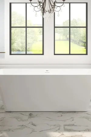 Flash Sale FerdY Sentosa 67" x 30" White Freestanding Bathtub Straight Bath With Brushed Nickel Drain