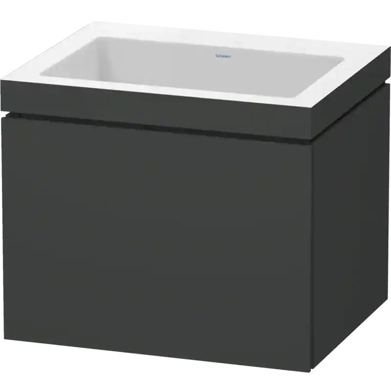 Duravit L-Cube 24" x 20" x 19" Graphite One Drawer C-Bonded Wall-Mount Vanity Kit (LC6916N4949) Viral