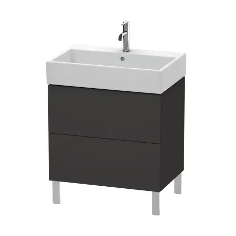 Low Price Duravit L-Cube 27" x 23" x 18" Graphite Two Drawer Floorstanding Vanity Unit (LC677608080)