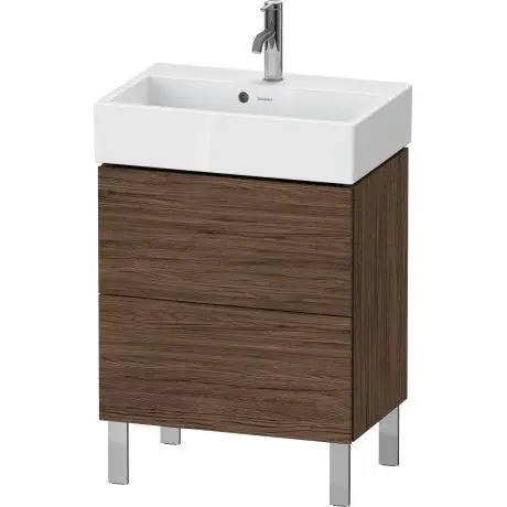 Shop Now Duravit L-Cube 23" x 23" x 15" Walnut Dark Two Drawer Floorstanding Vanity Unit (LC667902121)